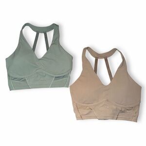 Gymshark x Whitney Simmons Longline Sports Bra Sage Green Taupe Bundle of 2 Sz S